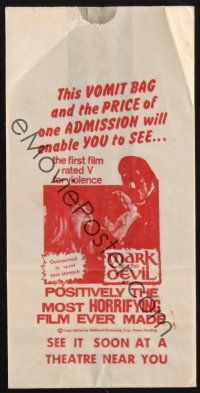 3t175 MARK OF THE DEVIL  vomit bag '70 this movie is guaranteed to upset your stomach!