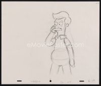 3t011 SIMPSONS pencil drawing '00s Matt Groening cartoon, great artwork of Apu talking on phone!