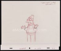 3t007 SIMPSONS pencil drawing '00s Matt Groening cartoon, great artwork of Grandpa Abe!