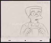 3t006 SIMPSONS pencil drawing '00s Matt Groening cartoon, great artwork of Smithers driving!