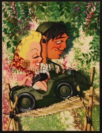 3t313 SOMEWHERE I'LL FIND YOU promo ad '42 Kapralik art of Clark Gable & Lana Turner in Jeep!