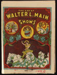 3t282 WALTER L. MAIN SHOWS circus program 1890s wonderful artwork of acts & animals!