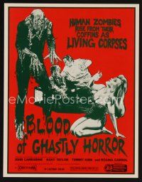 3t341 BLOOD OF GHASTLY HORROR promo brochure '72 John Carradine, wild horror artwork!