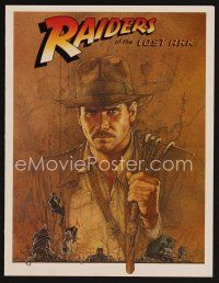 3t355 RAIDERS OF THE LOST ARK promo brochure '81 art of adventurer Harrison Ford by Richard Amsel!