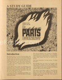 3t391 IS PARIS BURNING herald '66 Rene Clement, World War II all-star cast, cool study guide!