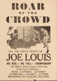 3t419 ROAR OF THE CROWD herald '30s documentary of slugger Joe Louis, boxing!