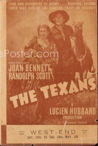 3t432 TEXANS herald '38 great close up of Randolph Scott & pretty Joan Bennett!