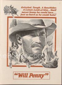 3t437 WILL PENNY herald '68 close up of cowboy Charlton Heston, Joan Hackett, Donald Pleasance!