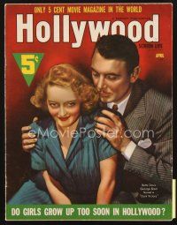 3w119 HOLLYWOOD magazine April 1939 portrait of Bette Davis & George Brent in Dark Victory!