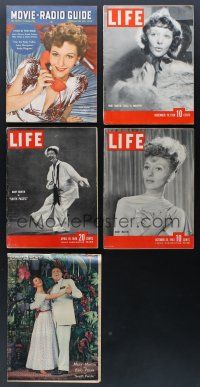 3w024 LOT OF 5 MAGAZINES WITH MARY MARTIN COVERS '38-49 Life, Sunday News, Movie & Radio Guide!