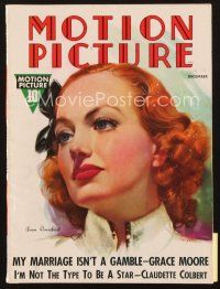3w092 MOTION PICTURE magazine December 1936 fantastic art of beautiful Joan Crawford by Zoe Mozert!