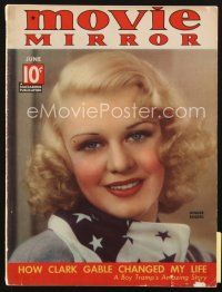 3w103 MOVIE MIRROR magazine June 1936 smiling portrait of Ginger Rogers by James N. Doolittle!