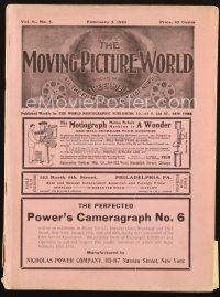 3w059 MOVING PICTURE WORLD exhibitor magazine Feb 5, 1910 ads for 100 year-old movies &projectors!