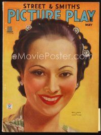 3w110 PICTURE PLAY magazine May 1935 artwork portrait of beautiful Merle Oberon by Albert Fisher!