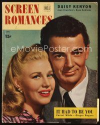 3w140 SCREEN ROMANCES magazine January 1948 Cornel Wilde & Ginger Rogers in It Had To Be You!