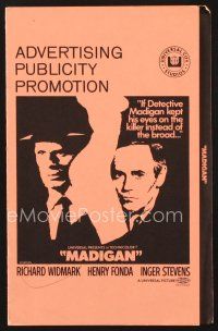 3w347 MADIGAN pressbook '68 Richard Widmark, Henry Fonda, directed by Don Siegel!