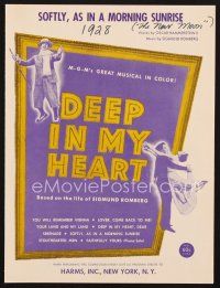 3w232 DEEP IN MY HEART sheet music '54 MGM all-star musical, Softly, As In a Morning Sunrise!