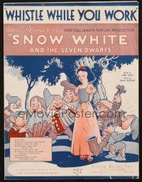 3w263 SNOW WHITE & THE SEVEN DWARFS sheet music '37 Disney cartoon classic, Whistle While You Work