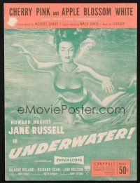 3w272 UNDERWATER sheet music '55 sexy diver Jane Russell, Cherry Pink & Apple Blossom White!