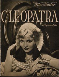 3w155 CLEOPATRA German program '34 different images of sexy Claudette Colbert, Cecil B. DeMille