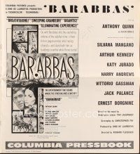 3w281 BARABBAS pressbook '62 Richard Fleischer, Anthony Quinn & Silvana Mangano!