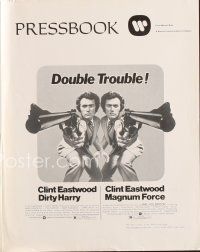 3w295 DIRTY HARRY/MAGNUM FORCE pressbook '75 Clint Eastwood, double trouble!