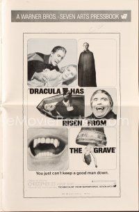 3w303 DRACULA HAS RISEN FROM THE GRAVE pressbook '69 Hammer, Christopher Lee as the vampire!