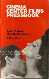 3w305 FINE PAIR pressbook '69 romantic super close up of Rock Hudson & sexy Claudia Cardinale!
