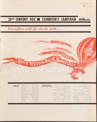 3w307 FIVE WEEKS IN A BALLOON pressbook '62 Jules Verne, Red Buttons, Fabian, Barbara Eden