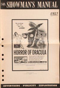 3w315 HORROR OF DRACULA pressbook '58 Hammer, cool artwork of vampire monster & sexy girl!