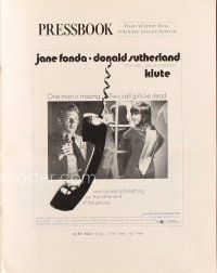3w341 KLUTE pressbook '71 Donald Sutherland helps intended murder victim & call girl Jane Fonda!