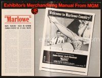 3w355 MARLOWE pressbook '69 sexy Sharon Farrell's legs & James Garner with booze and gun in hands!