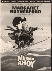 3w356 MURDER AHOY pressbook '64 art of Margaret Rutherford as Agatha Christie's Miss Marple!