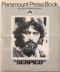3w374 SERPICO pressbook '74 cool close up image of Al Pacino, Sidney Lumet crime classic!