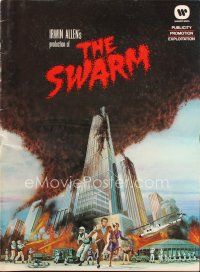 3w379 SWARM pressbook '78 directed by Irwin Allen, cool art of killer bee attack by C.W. Taylor!