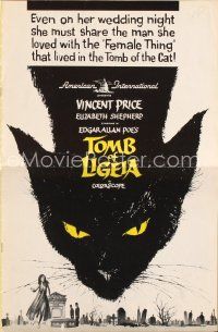 3w392 TOMB OF LIGEIA pressbook '65 Vincent Price, Roger Corman, Edgar Allan Poe, cool cat artwork!