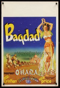 3x183 BAGDAD Belgian '50 art of Maureen O'Hara in sexiest harem outfit + Vincent Price on horse!
