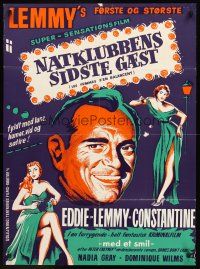 3x382 DAMES GET ALONG Danish '54 art of Eddie Constantine as Lemmy Caution w/sexy women!