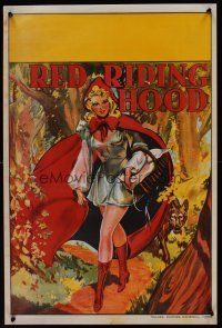 3x063 RED RIDING HOOD stage play English double crown'30s stone litho of Red w/ wolf trailing behind