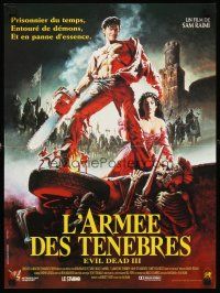 3x569 ARMY OF DARKNESS French 15x21 '92 Sam Raimi, great art of Bruce Campbell w/chainsaw hand!