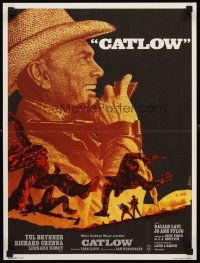 3x603 CATLOW French 15x21 '71 everyone wants Yul Brynner dead & buried, cool gunfight artwork!