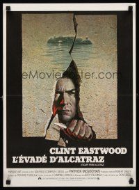 3x628 ESCAPE FROM ALCATRAZ French 15x21 '79 cool artwork of Clint Eastwood busting out by Lettick!