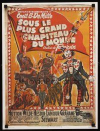 3x655 GREATEST SHOW ON EARTH French 15x21 R70s Cecil B. DeMille circus classic, Charlton Heston!