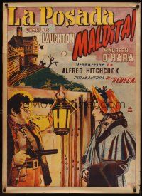 3x039 JAMAICA INN Mexican poster '39 Alfred Hitchcock, art of Charles Laughton & Maureen O'Hara!