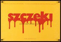 3x331 JAWS Polish 19x27 '76 wild title bloody title art, Steven Spielberg's classic!