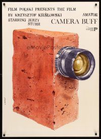 3x247 CAMERA BUFF Polish/English 27x38 '79 wonderful art of brick movie camera by Andrzej Pagowski!
