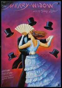 3x273 MERRY WIDOW stage play Polish 27x38 '93 Olbinski art of dancing couple!