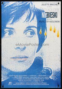 3x300 THREE COLORS: BLUE Polish 27x38 '93 Pagowski art of Juliette Binoche, Kieslowski's trilogy!
