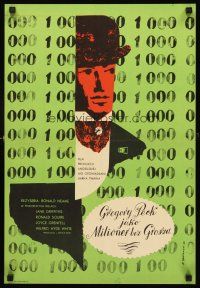 3x337 MAN WITH A MILLION Polish 16x24 '63 Mark Twain, Trokowski art of Gregory Peck!