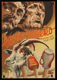 3x077 GOAT'S MILK Slovak 11x16 '50s Ondrej Jariabek's Kozie mlieko, Slavik art of goat & stars!